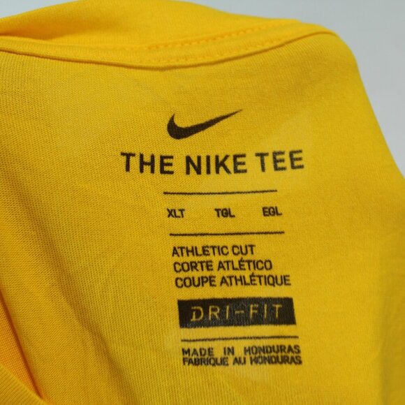 Nike Running Dri Fit Men Bright Yellow T-Shirt Short Sleeve Size XLT - Picture 4 of 7